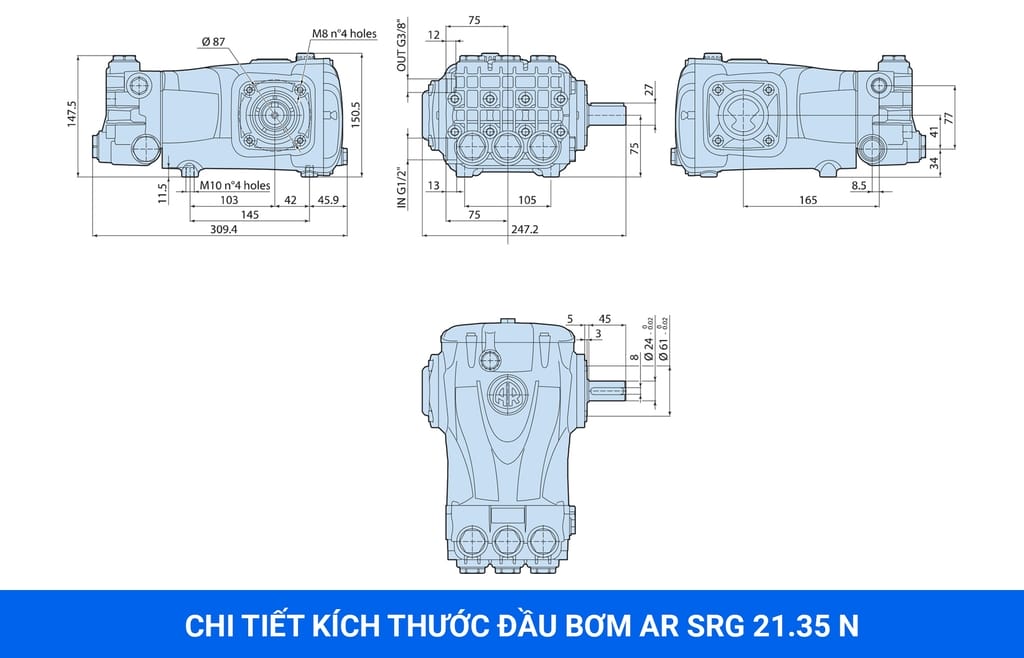 đầu bơm xịt rửa xe annovi reverberi ar srg2135n